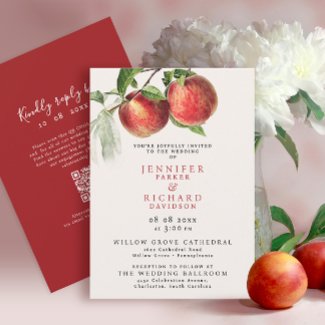 Elegant Rustic Red Peach Fruits Botanical Wedding