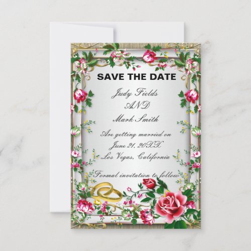 Elegant Rustic Red Roses Save The Date Card
