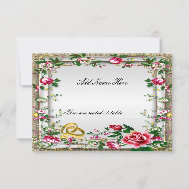 Elegant Rustic Red Roses Table Place Card (Front)
