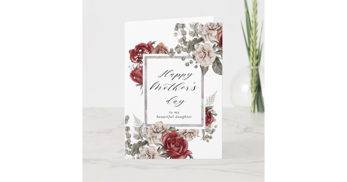 Elegant Rustic Rose Happy Mothers Day Card Zazzle