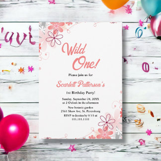 Elegant Rustic Roses Summer Floral 1st Birthday Invitation