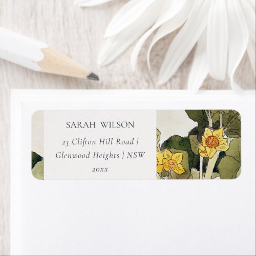 Elegant Rustic Rustic Yellow Daffodil Floral Label