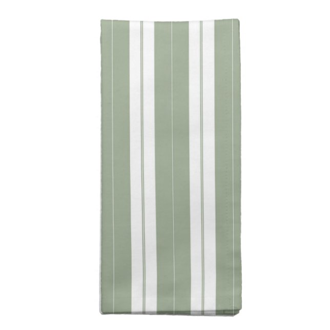Elegant Rustic Sage Green French Stripe Cloth Napkin (Folded)