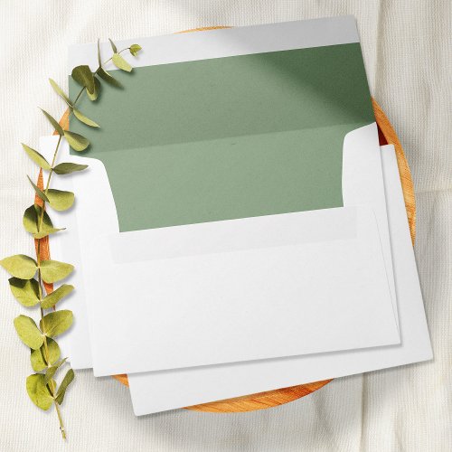 Elegant Rustic Sage Green White Modern Wedding Envelope