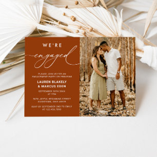 Elegant Rustic Script Engagement Party Invitation