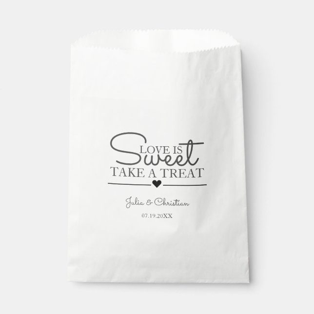 Elegant Rustic Script Love is Sweet Wedding Favor Bag (Front)