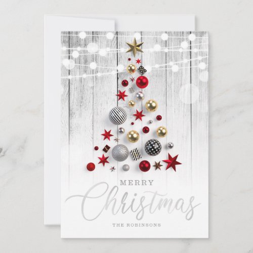 Elegant Rustic Silver Gold Christmas Tree Holiday 