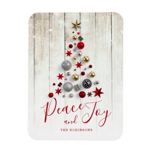 Elegant Rustic  Simple Family Christmas Holiday Magnet