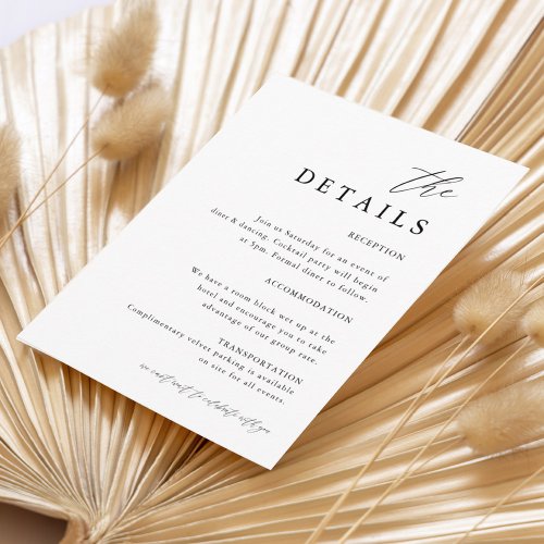 Elegant Rustic Simple Wedding The Details Enclosure Card