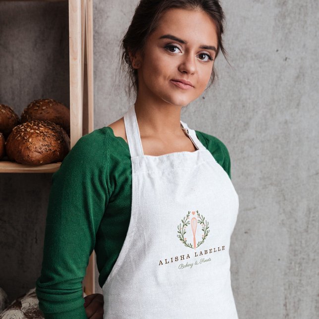 Elegant Rustic Style Bakery Whisk Logo Adult Apron (Creator Uploaded)