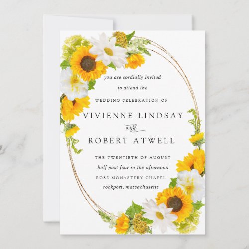 Elegant Rustic Sunflower Botanical Floral Wedding Invitation