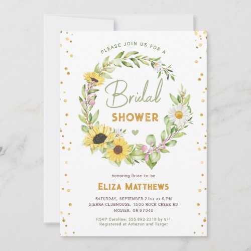 Elegant Rustic Sunflower Bridal Shower Fall Autumn Invitation