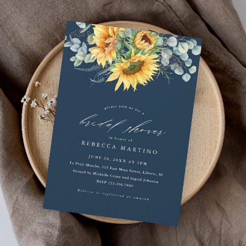 Elegant Rustic Sunflower Bridal Shower Invitation
