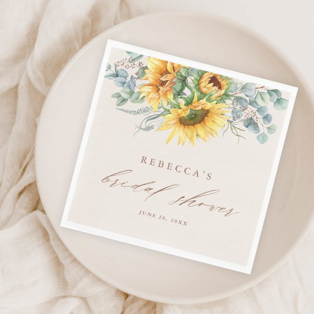 Elegant Rustic Sunflower Bridal Shower Napkins (Creator Uploaded)