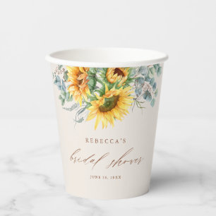 Elegant Rustic Sunflower Bridal Shower Paper Cups