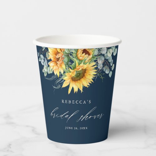 Elegant Rustic Sunflower Bridal Shower Paper Cups