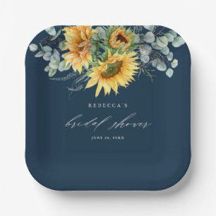 Elegant Rustic Sunflower Bridal Shower Paper Plates