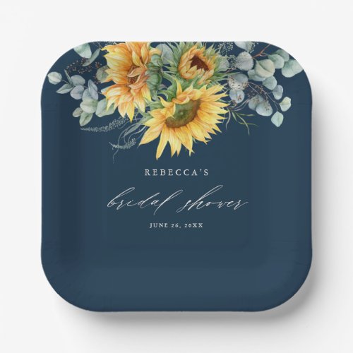 Elegant Rustic Sunflower Bridal Shower Paper Plates