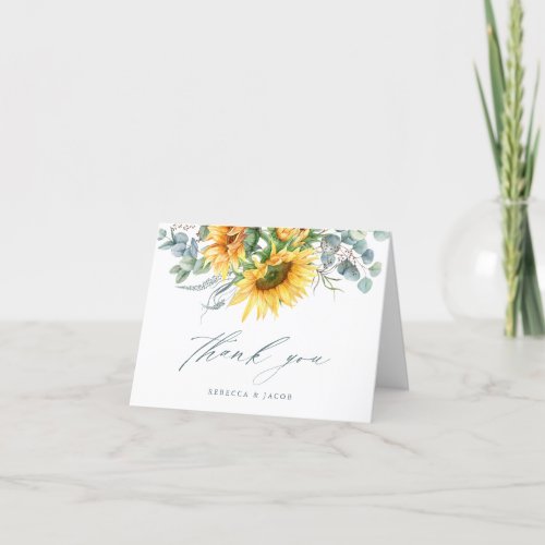 Elegant Rustic Sunflower Bridal Shower Thank You Card