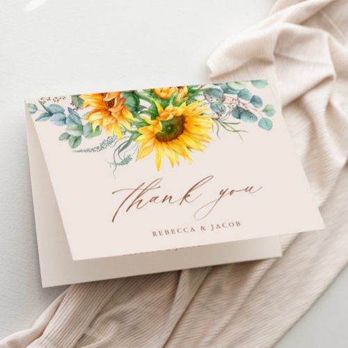 Elegant Rustic Sunflower Bridal Shower Thank You Card