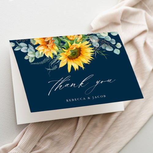 Elegant Rustic Sunflower Bridal Shower Thank You Card