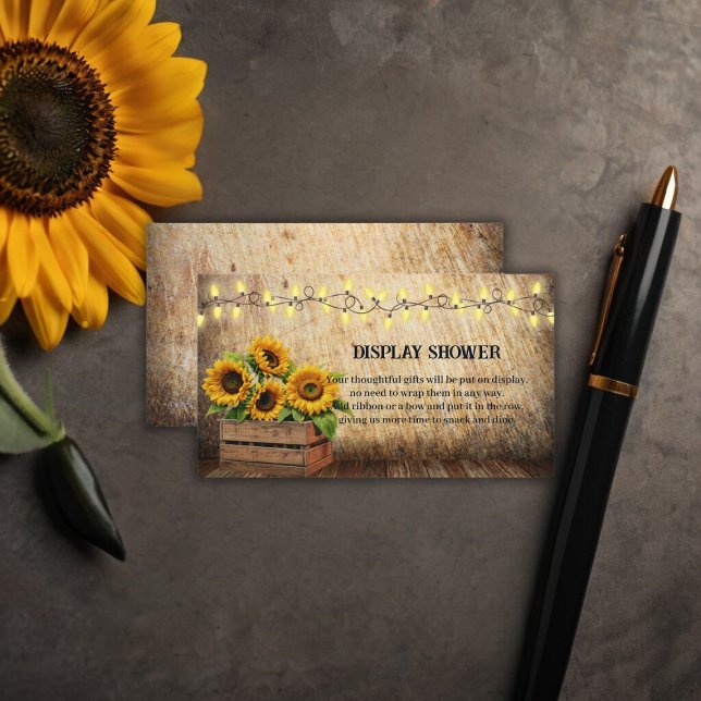 Elegant Rustic Sunflower Crate Modern Baby Shower Enclosure Card (Creator Uploaded)