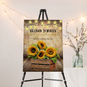 Elegant Rustic Sunflower Crate Modern Baby Shower Foam Board