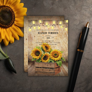 Elegant Rustic Sunflower Crate Modern Baby Shower Invitation