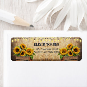 Elegant Rustic Sunflower Crate Modern Baby Shower Label