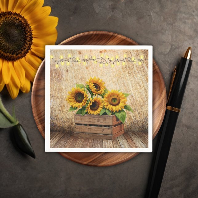 Elegant Rustic Sunflower Crate Modern Baby Shower Napkins (Creator Uploaded)
