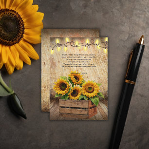 Elegant Rustic Sunflower Crate Modern Baby Shower Thank You Card