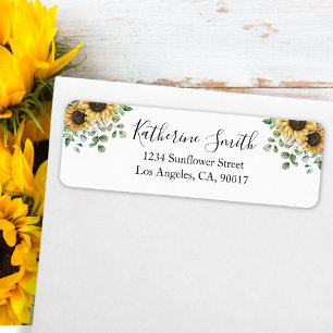Elegant Rustic Sunflower Eucalyptus Return Address Label