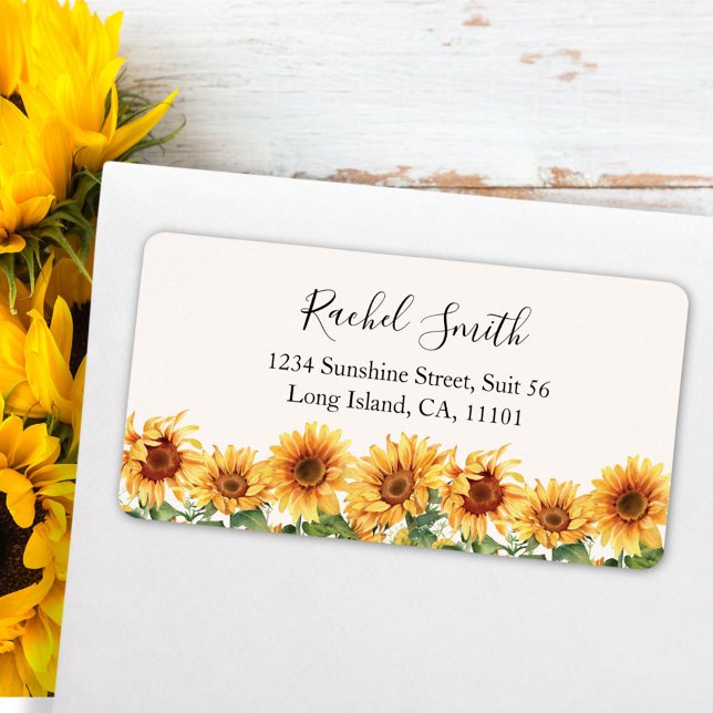 Elegant Rustic Sunflower Garden Return Address Label (In situ)