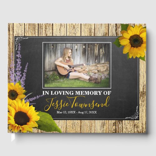 Elegant Rustic Sunflower In Loving Memory Funeral