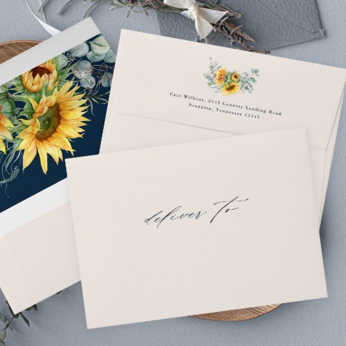 Elegant Rustic Sunflower Return Address Wedding Envelope
