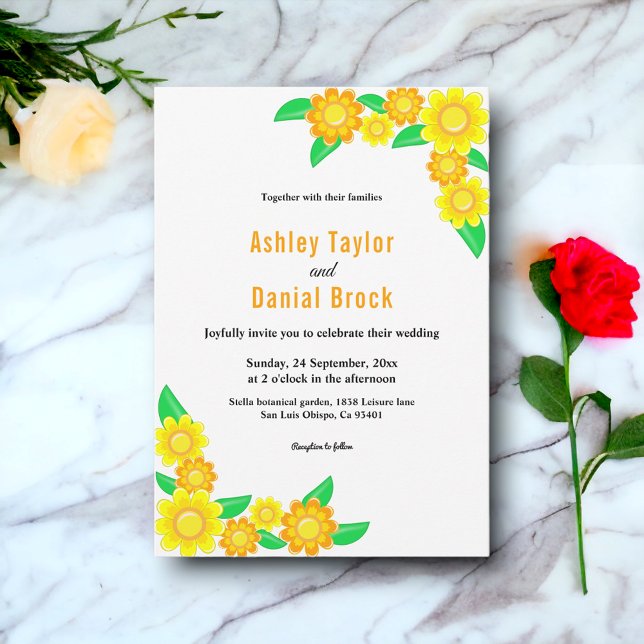 Elegant Rustic Sunflower Summer Floral Wedding Invitation (Creator Uploaded)
