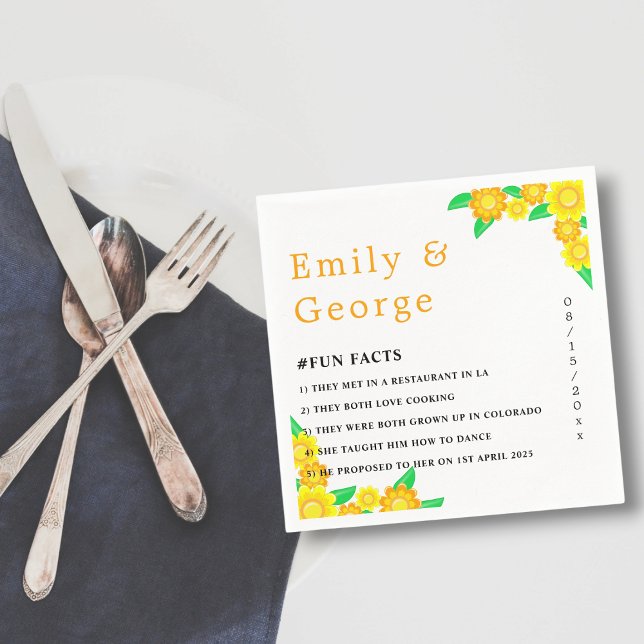 Elegant Rustic Sunflower Summer Floral Wedding Napkins (Creator Uploaded)