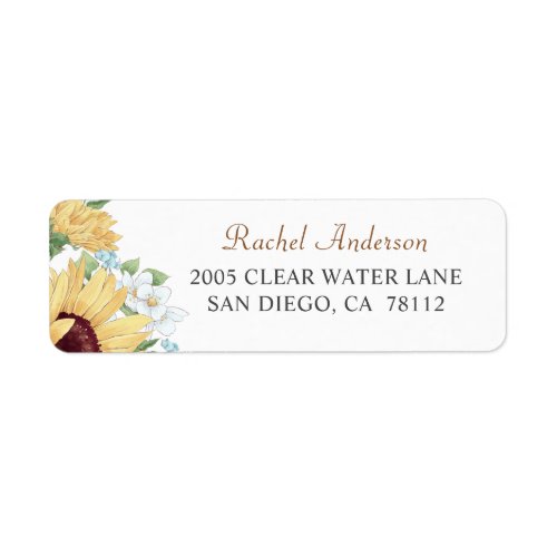 Elegant Rustic Sunflower Wedding Address Label