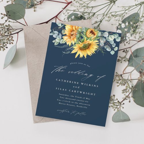 Elegant Rustic Sunflower Wedding Invitation