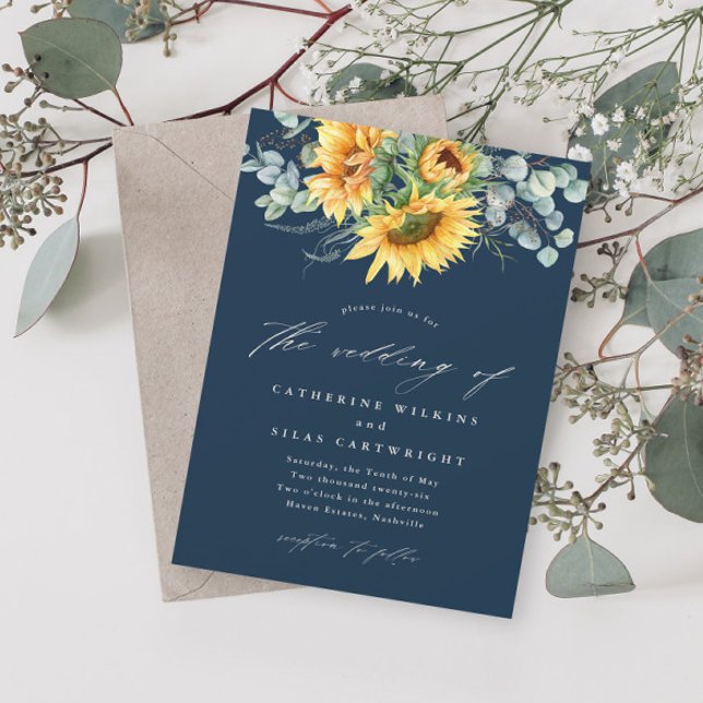 Elegant Rustic Sunflower Wedding Invitation (Creator Uploaded)