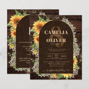 Elegant Rustic Sunflowers and Lace Wedding Invite