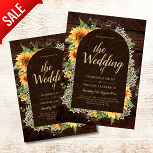 Elegant Rustic Sunflowers and Lace Wedding Invite Flyer