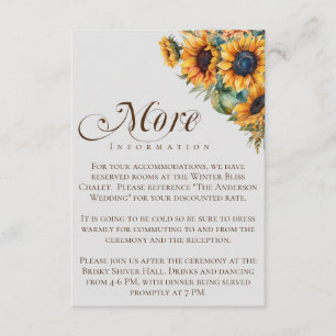 Elegant Rustic Sunflowers Calligraphy Wedding Enclosure Card