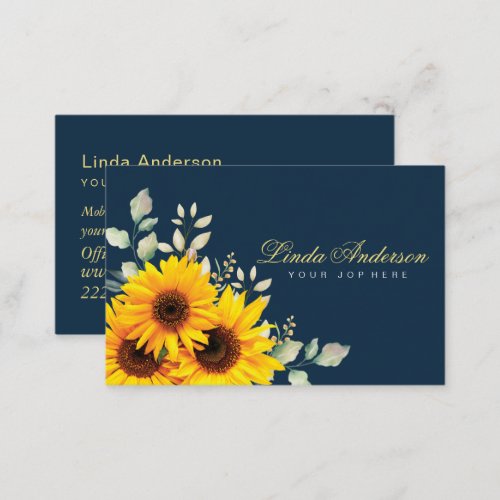  Elegant Rustic Sunflowers Eucalyptus Business  Business Card