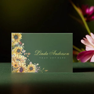 Elegant Rustic Sunflowers Eucalyptus Business Card
