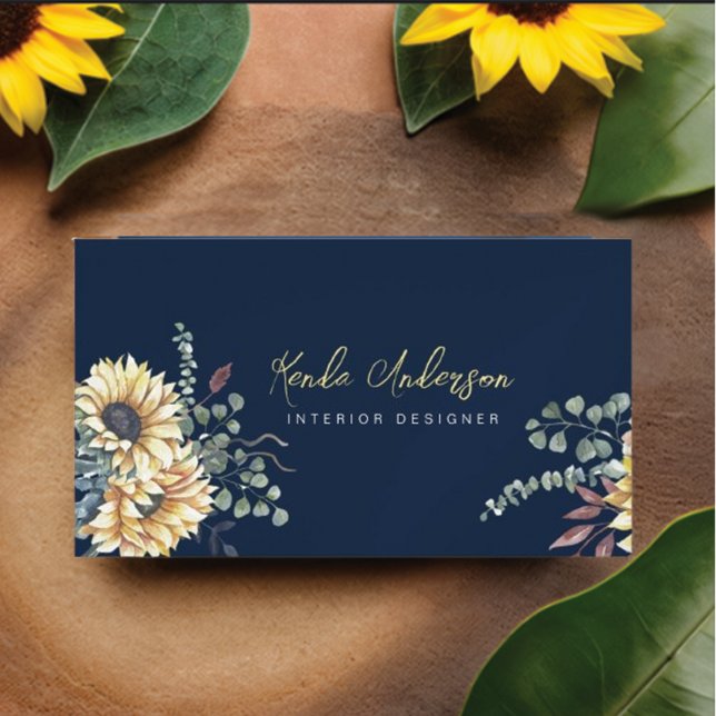 Elegant Rustic Sunflowers Eucalyptus  Business Card Magnet (Creator Uploaded)