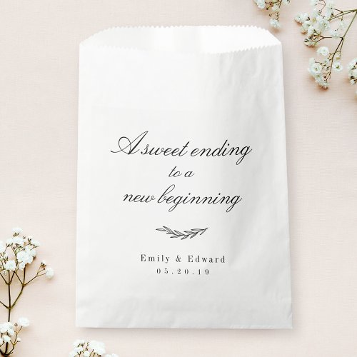 Elegant Rustic Sweet Ending New Beginning Wedding Favor Bag