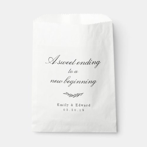 Elegant Rustic Sweet Ending New Beginning Wedding Favor Bag