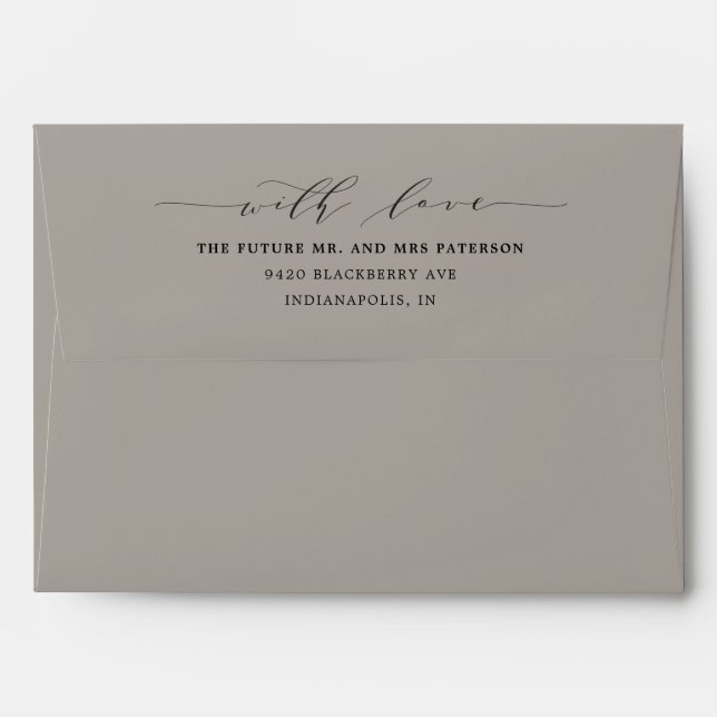 Elegant Rustic Taupe Barn wood Pre-Addressed Envelope (Back (Top Flap))