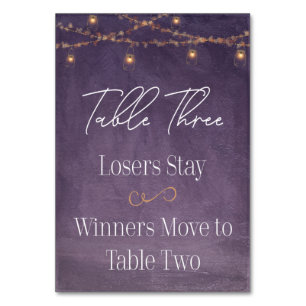 Elegant Rustic Tea Lights Purple Bunco Table Three Table Number